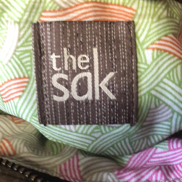 THE SAK brown, green,and blue leather and suede shoulder bag. Detachable straps. - Picture 2 of 12